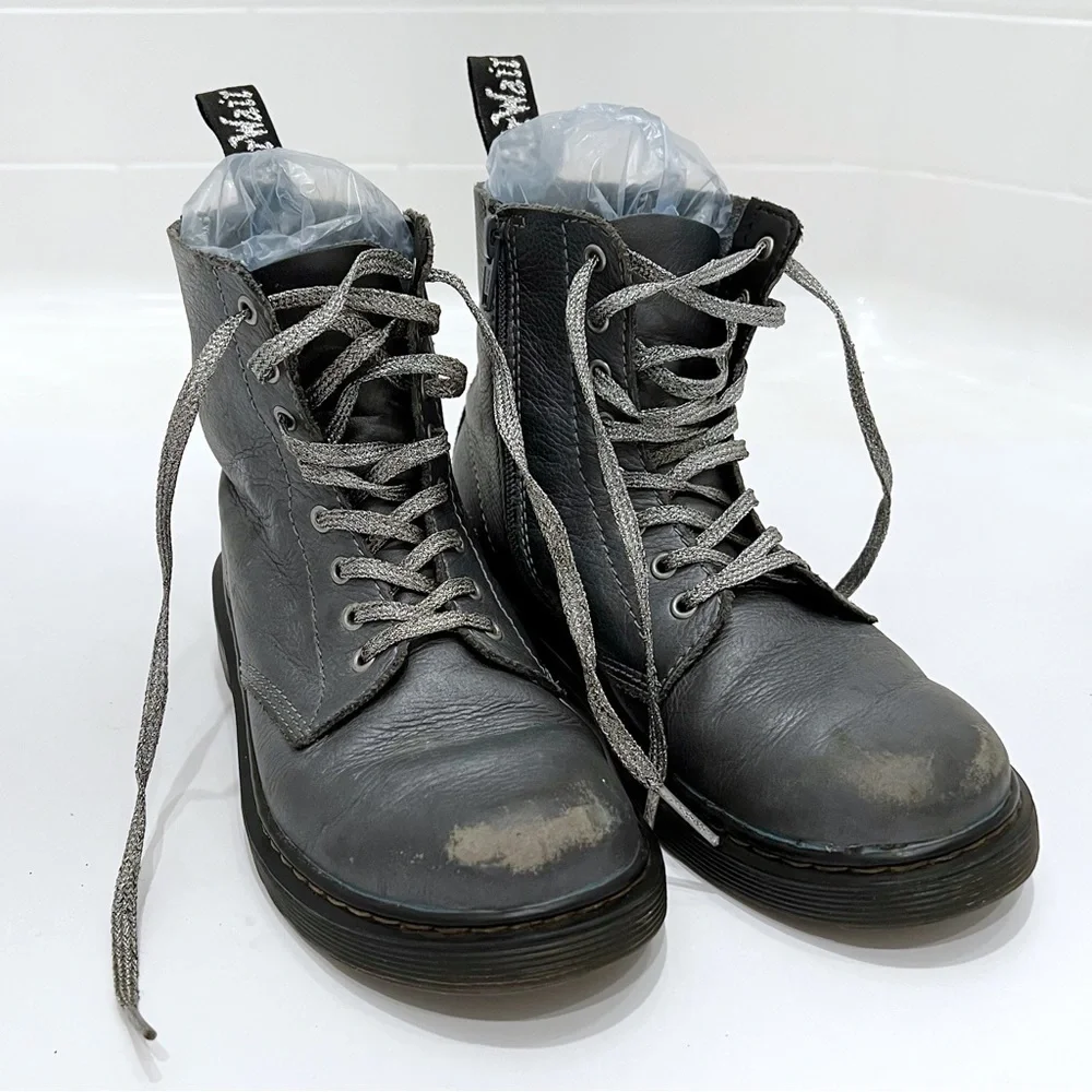 DR. Martens Metallic Gunmetal Boots Size 2